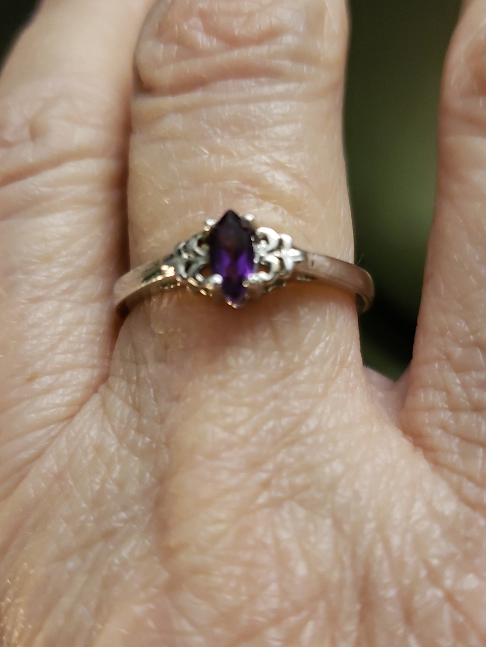 Vintage-Inspired Purple Marquise Stone Ring - Women's Jewelry